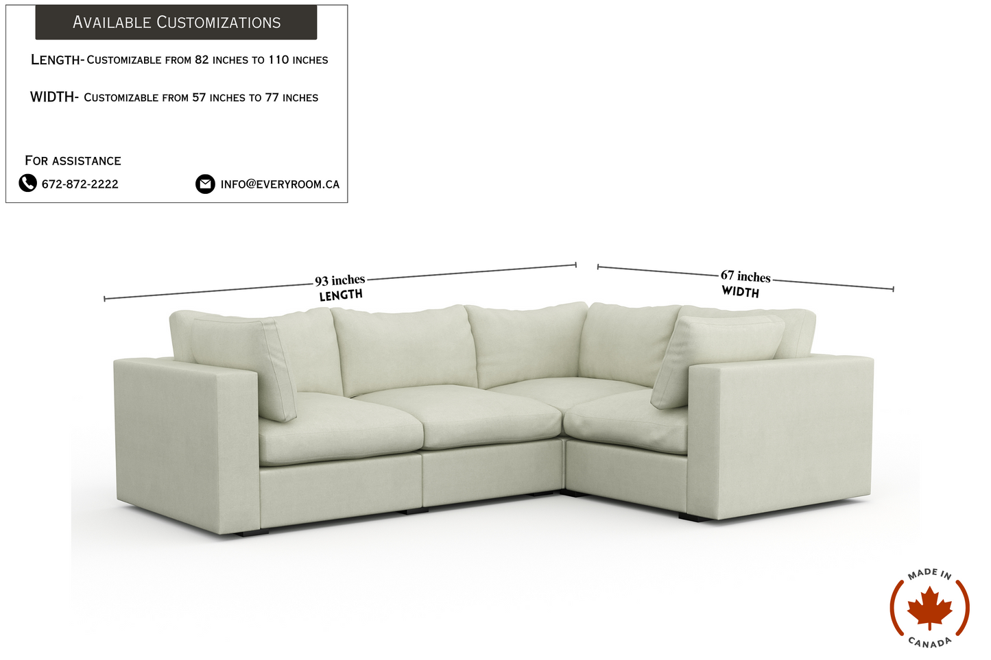 Bennet Pearl Cream 4 Seat Corner Sectional