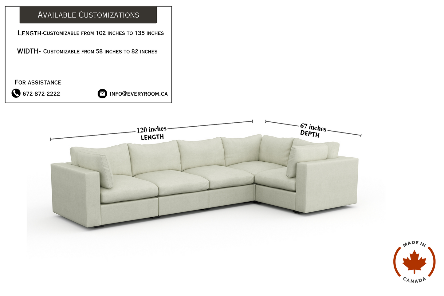 Bennet Pearl Cream 5 Seat Corner Sectional