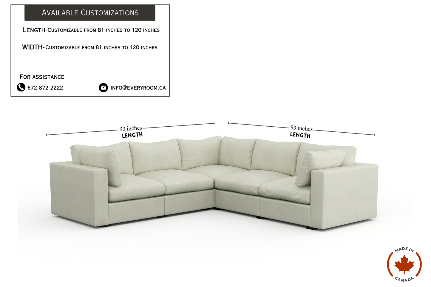 Bennet Pearl Cream 5 Seat L Shape Sectional