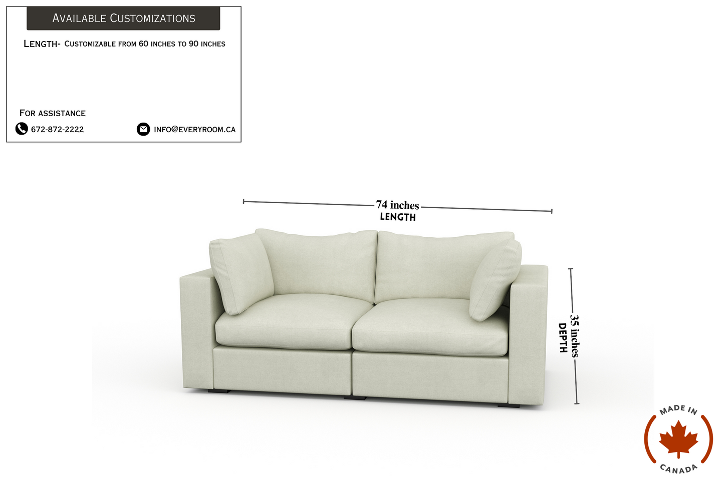 Bennet Pearl Cream 62" Sofa