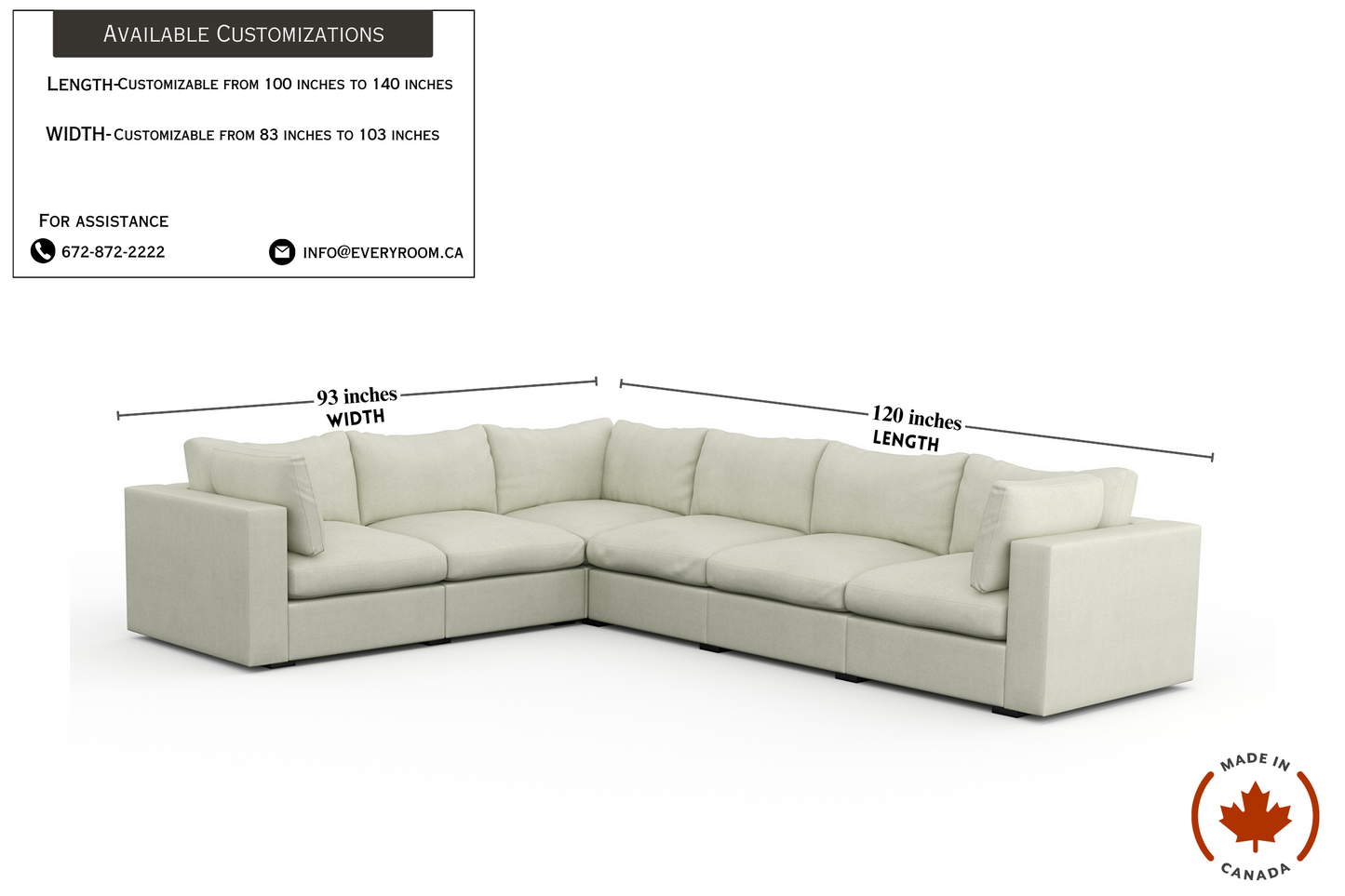 Bennet Pearl Cream 6 Seat Corner Sectional