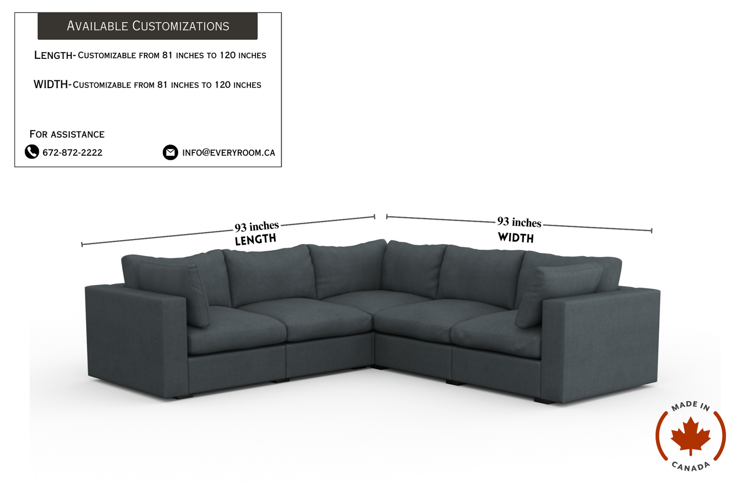 Bennet Pewter Grey 5 Seat L Shape Sectional