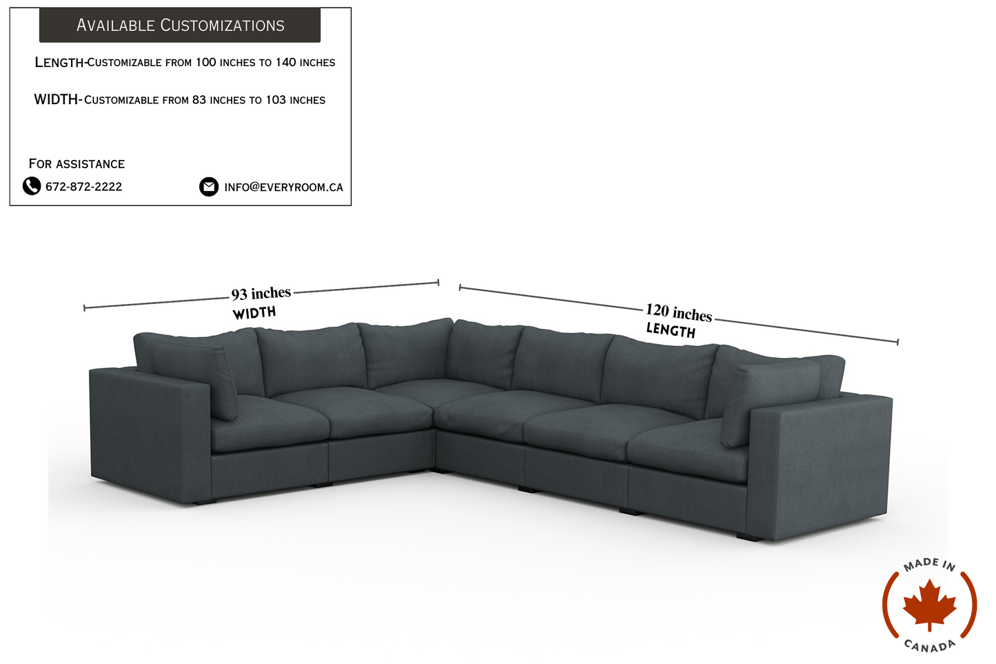 Bennet Pewter Grey 6 Seat Corner Sectional