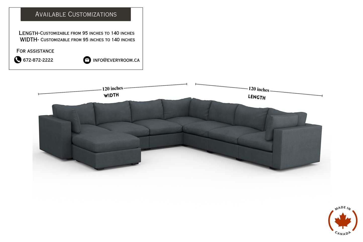 Bennet Pewter Grey 7 Seat Corner Sectional