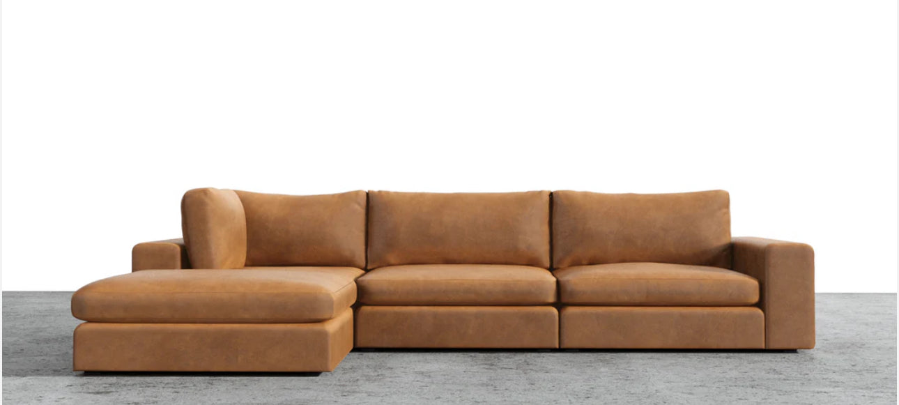 Vegan Leather Sand Chaise sectional ( 2 Couches)