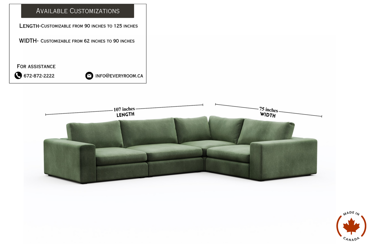 Juniper Green 4 Seat Corner Sectional