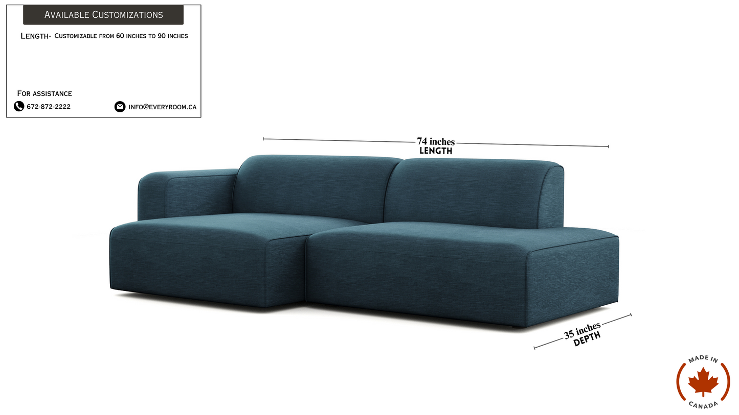 Luna Blue Curve Loveseat