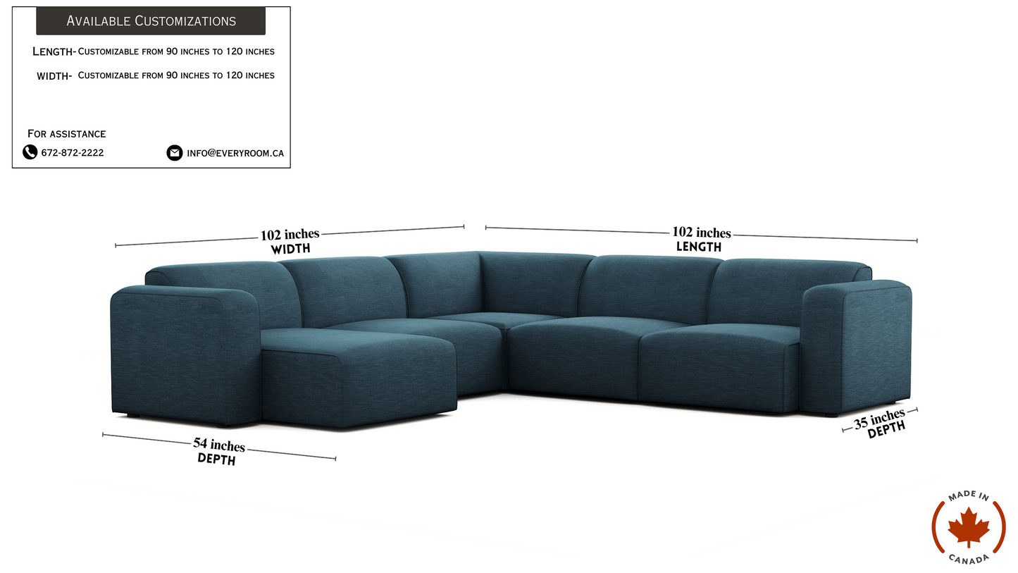 Luna Blue Left Chaise Sectional