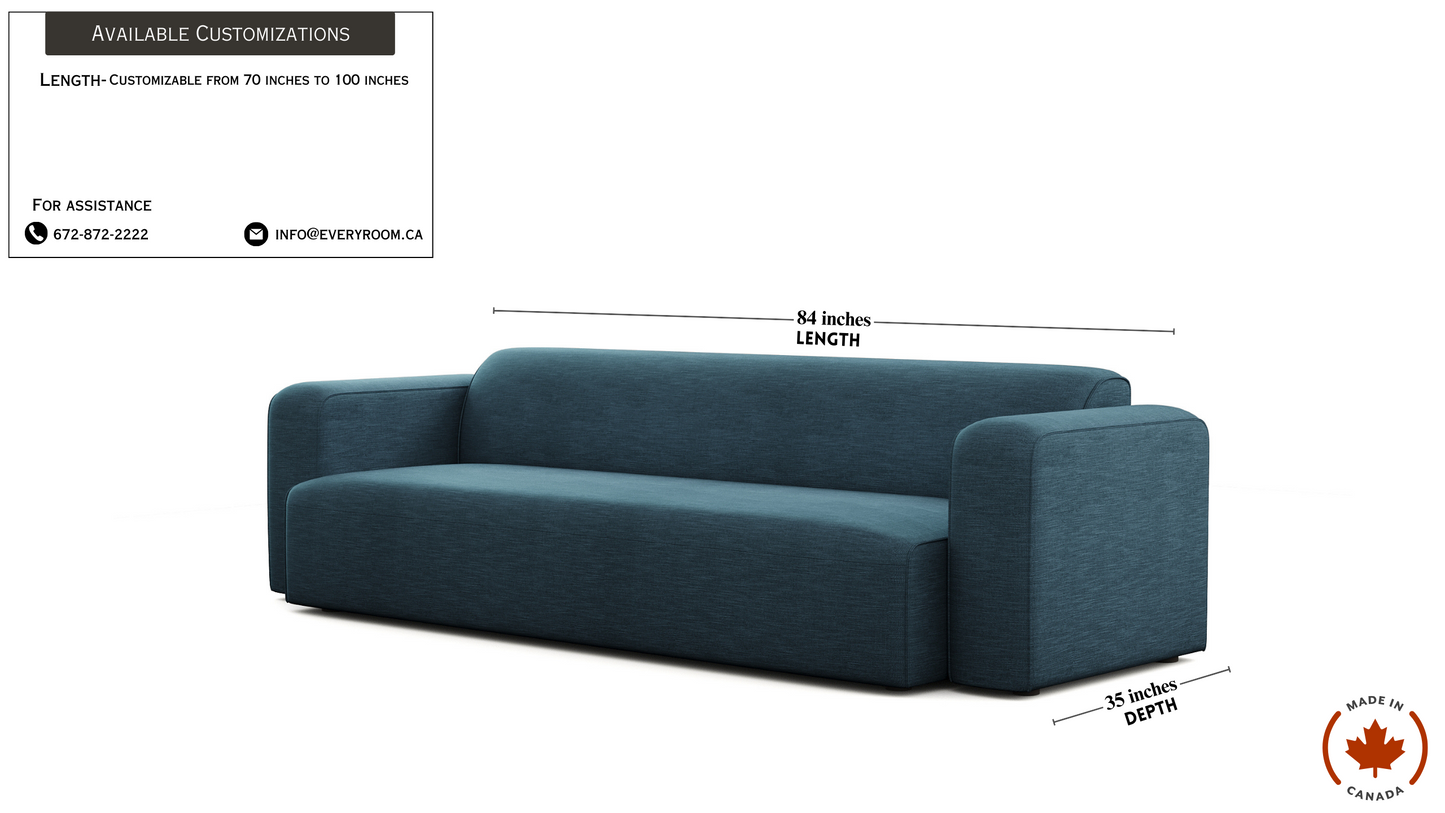 Luna Blue Long Seat Sofa