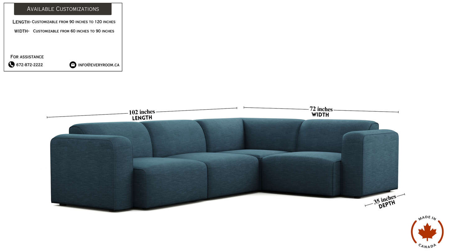 Luna Blue Right Sectional