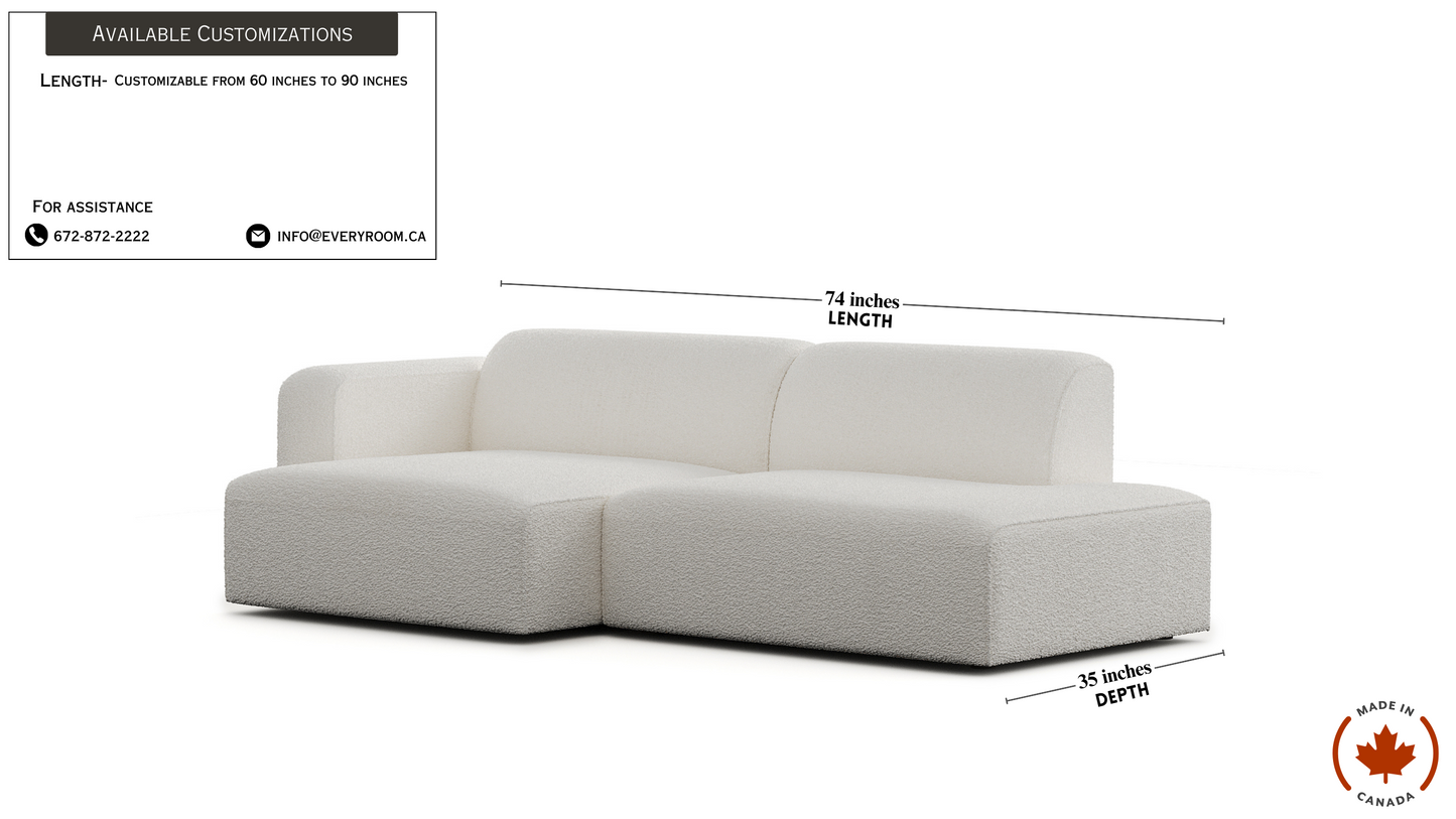 Luna Boucle White Curve Loveseat