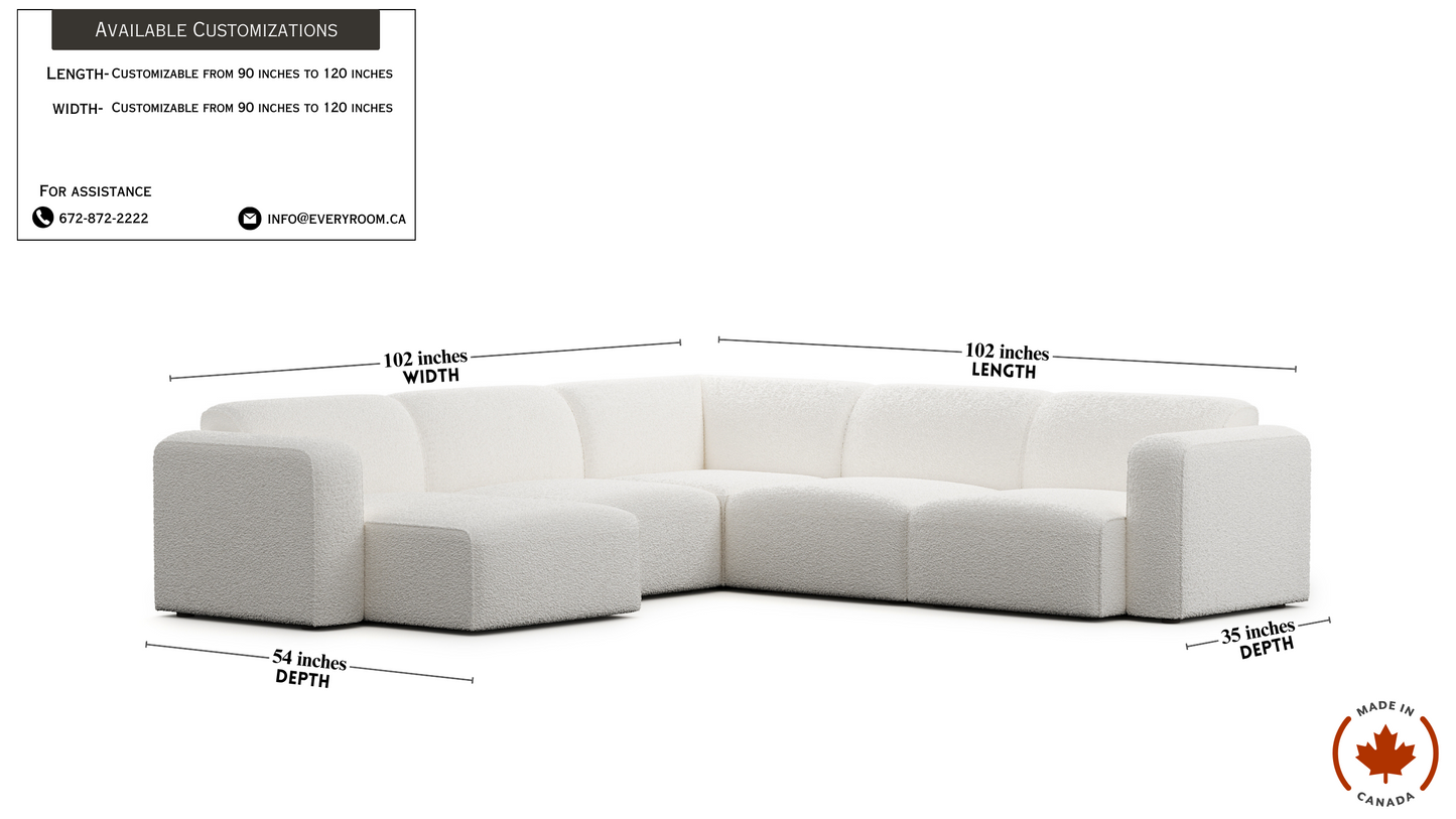 Luna Boucle White Left Chaise Sectional