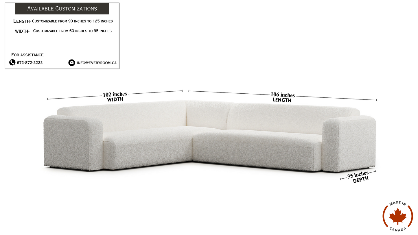 Luna Boucle White Long Seat Sectional