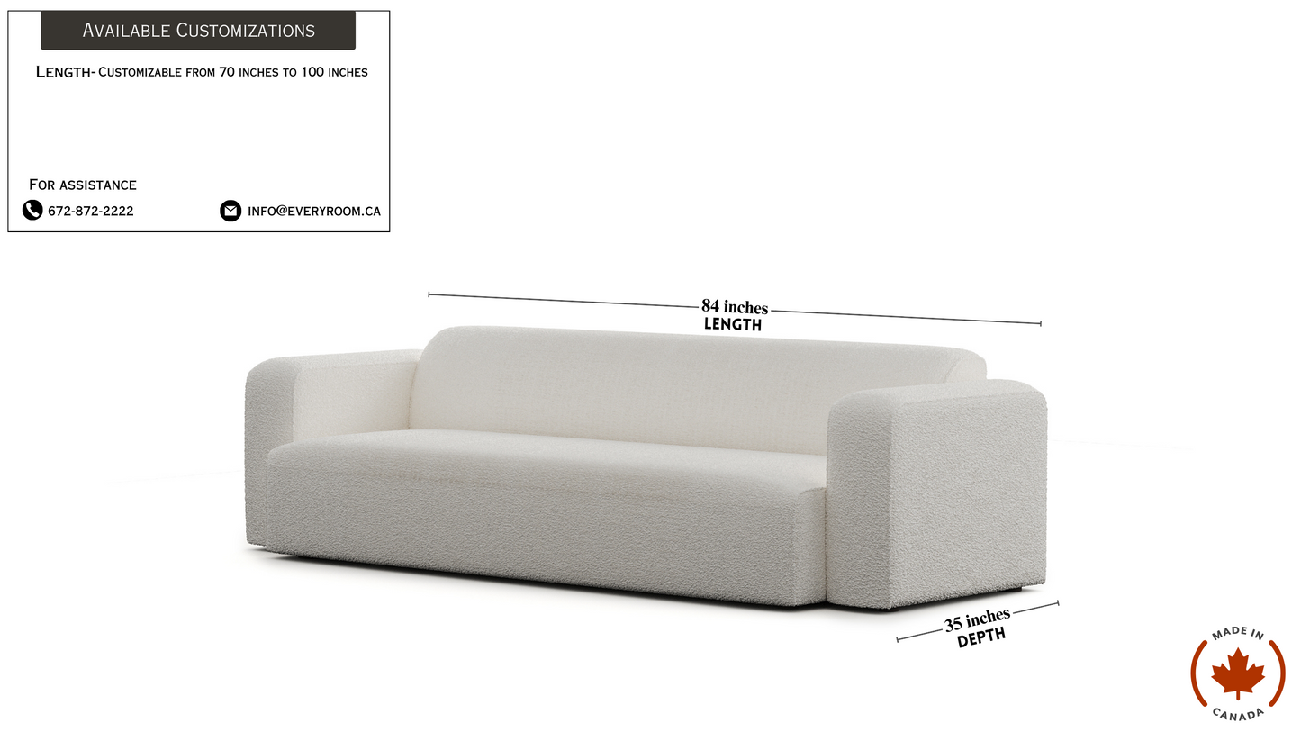 Luna Boucle White Long Seat Sofa