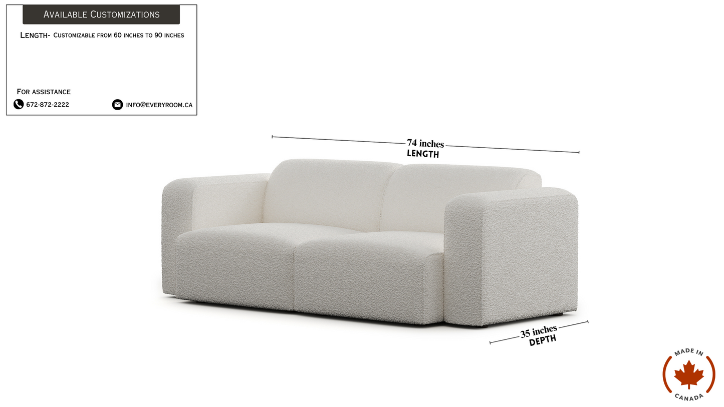 Luna Boucle White Loveseat