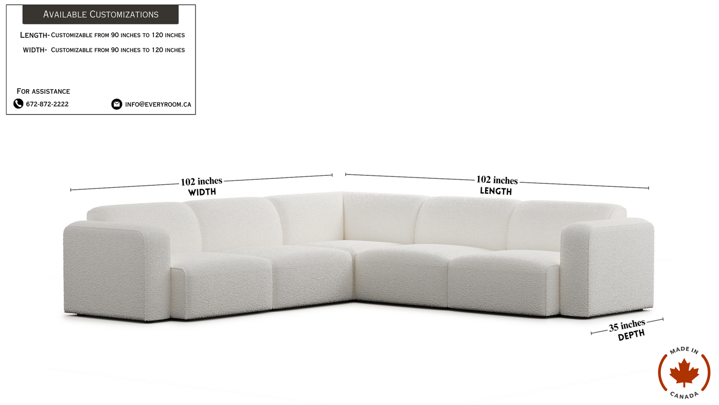 Luna Boucle White Sectional