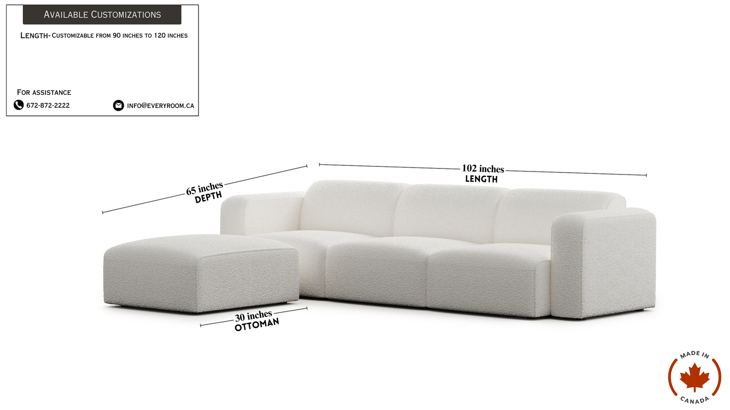 Luna Boucle White Sectional