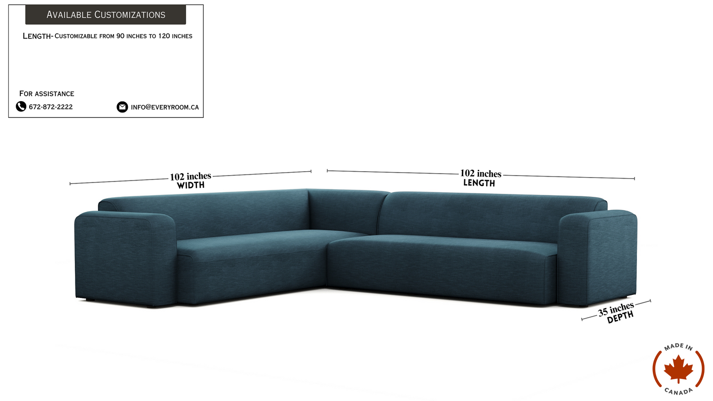 Lune Blue Long Seat Sectional