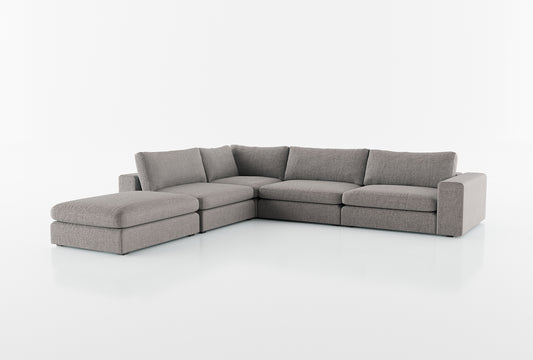 Titan Corner Armless Sectional With Ottoman 4 Seater