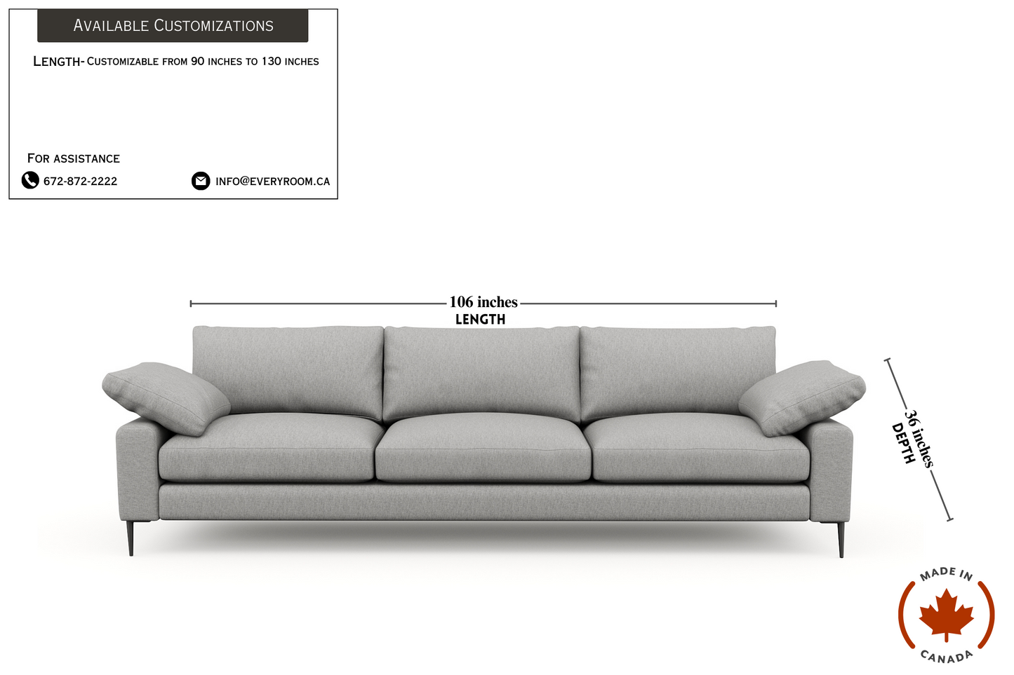 Slate Ash Grey Sofa