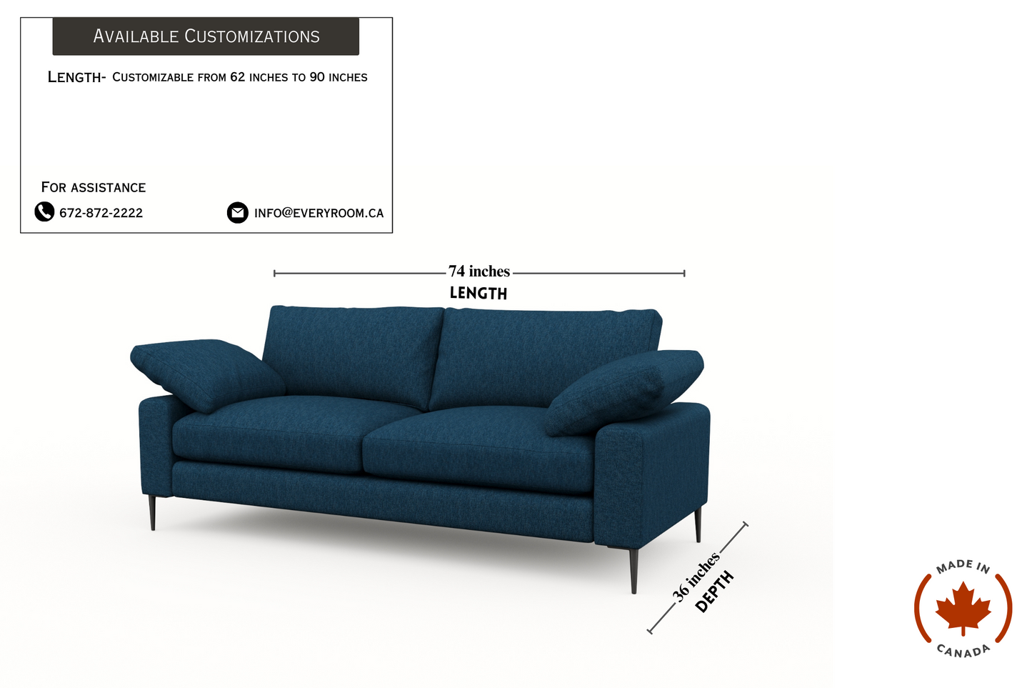 Slate Midnight Blue Loveseat Sectional