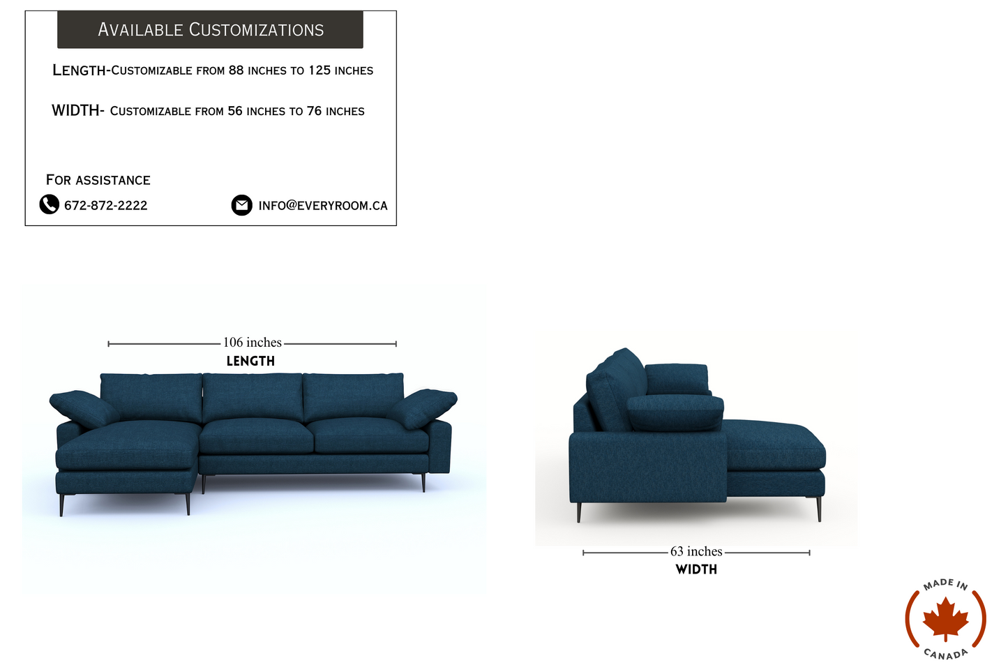 Slate Midnight Blue Sectional