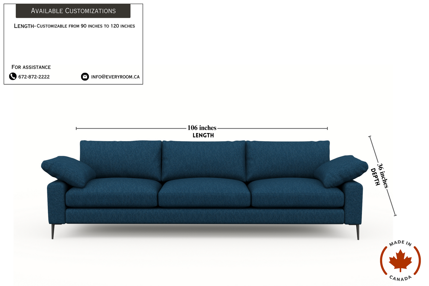 Slate Midnight Blue Sofa