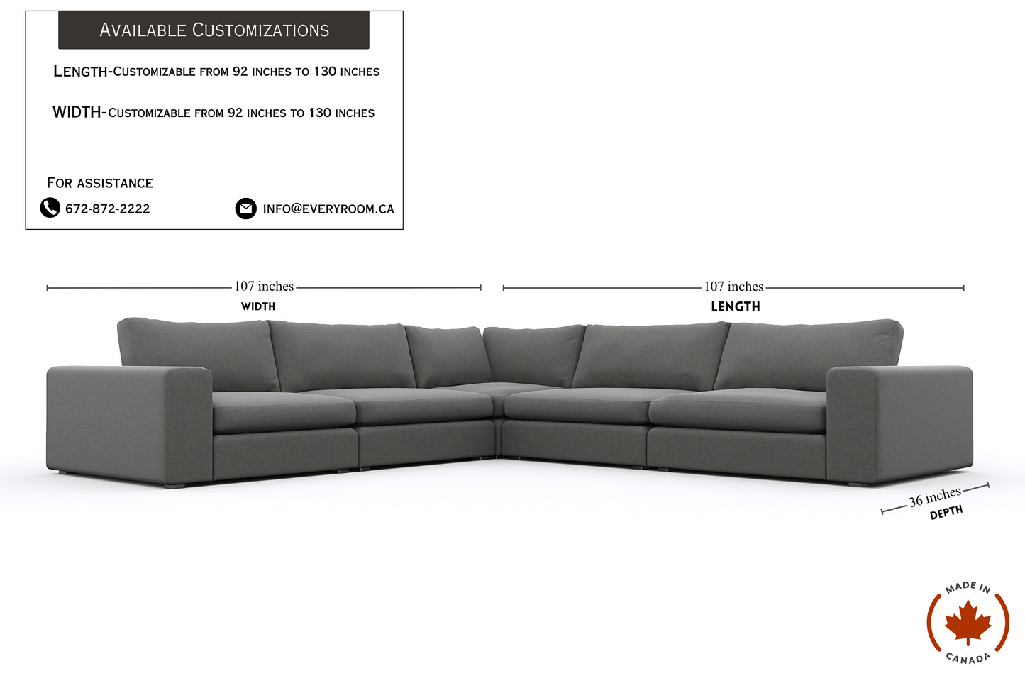 Titan Libby Grey Corner Sectional 5 Seater