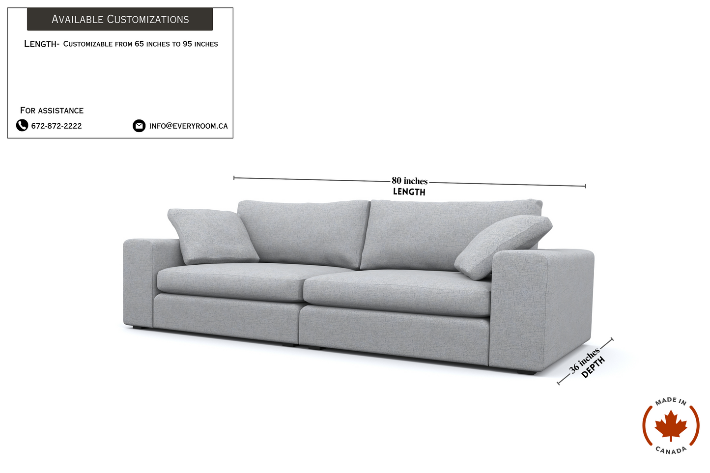 Titan 80" Silver Grey Sofa