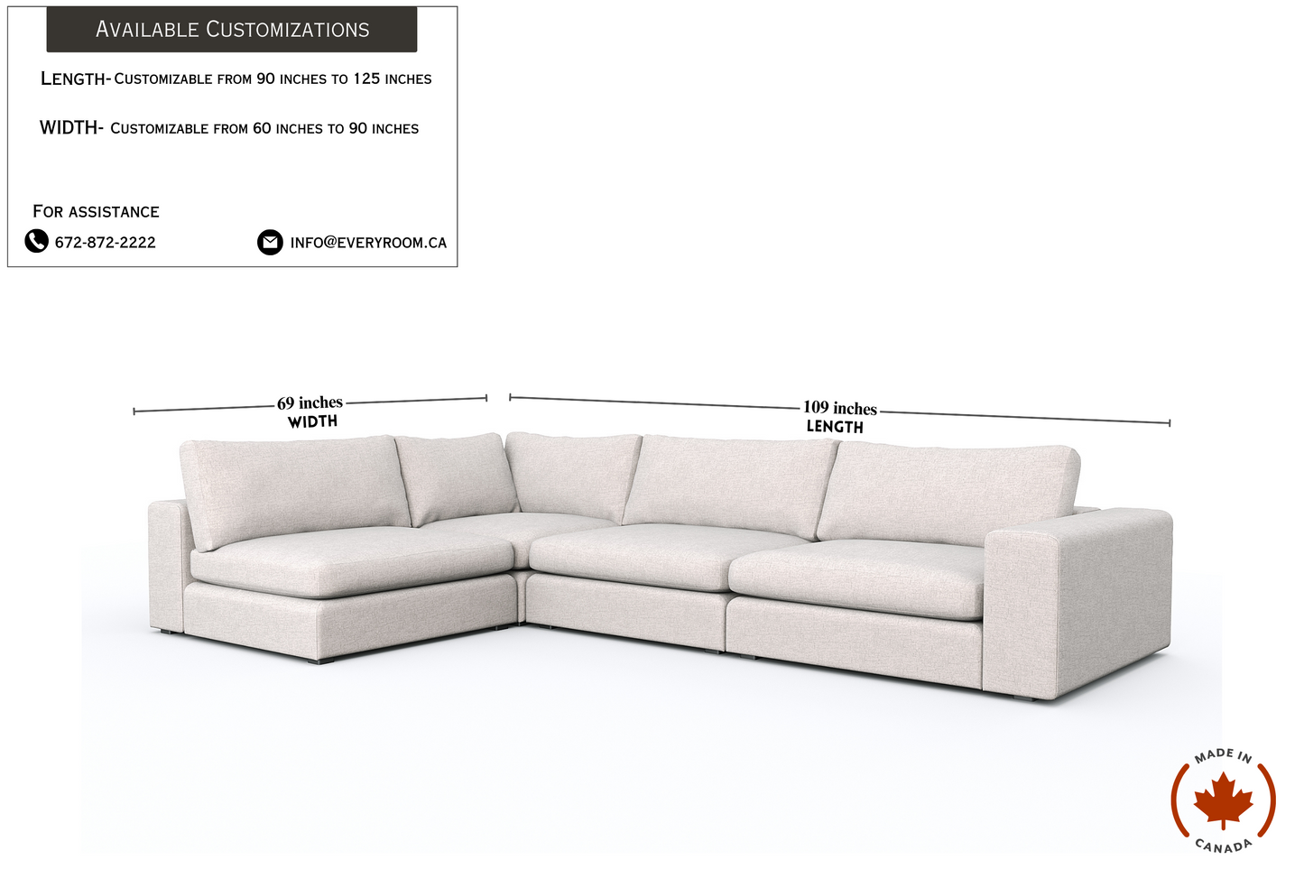 Titan Corner Armless Sectional 4 Seater