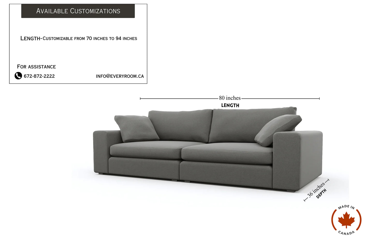 Titan Libby Grey 80" Sofa & Ottoman