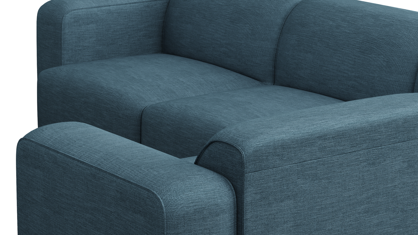 Luna Blue Curve Loveseat