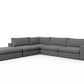 Titan Corner Armless Sectional With Ottoman 4 Seater